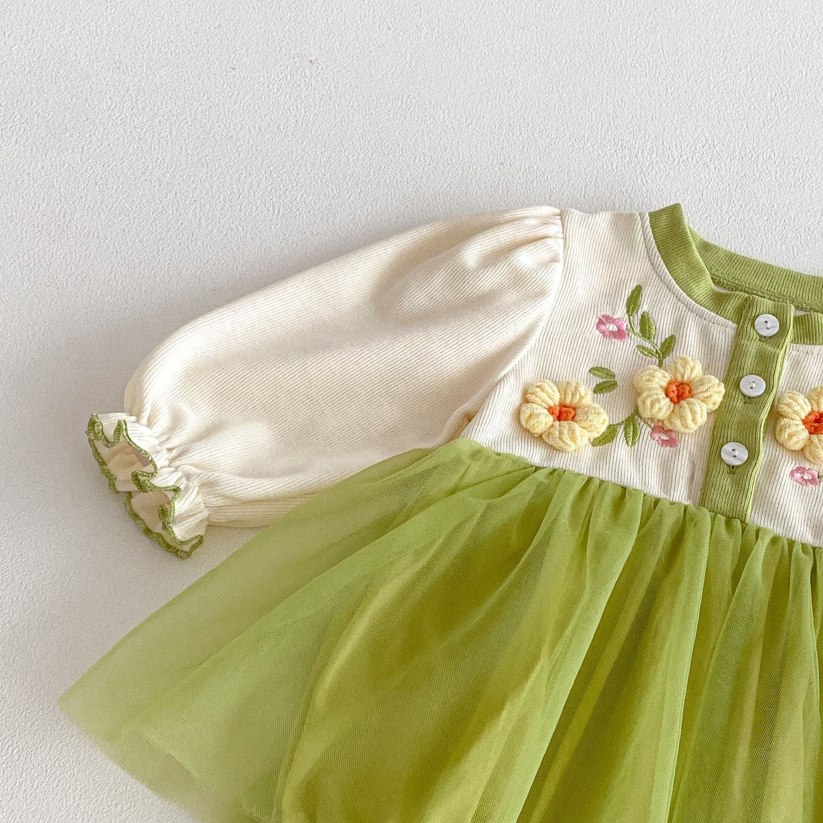 Green Flower Embroidered Tulle Romper – TYM-FCN-003