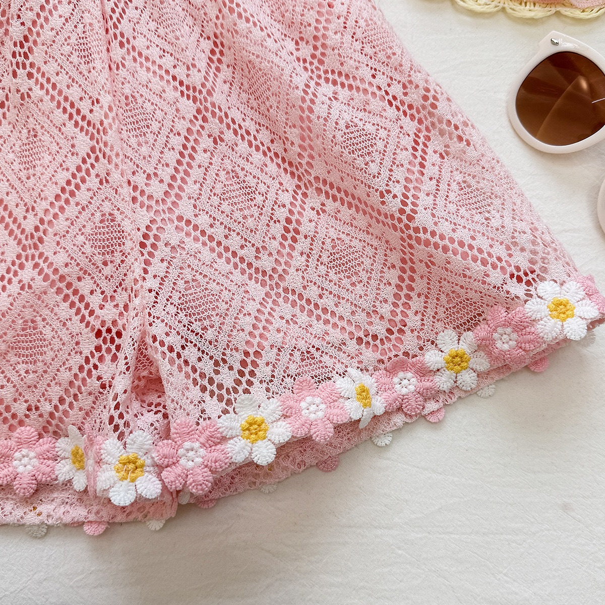 Pink Diamond Lace Big Bow Top and Shorts Set – TYM-YWL-042