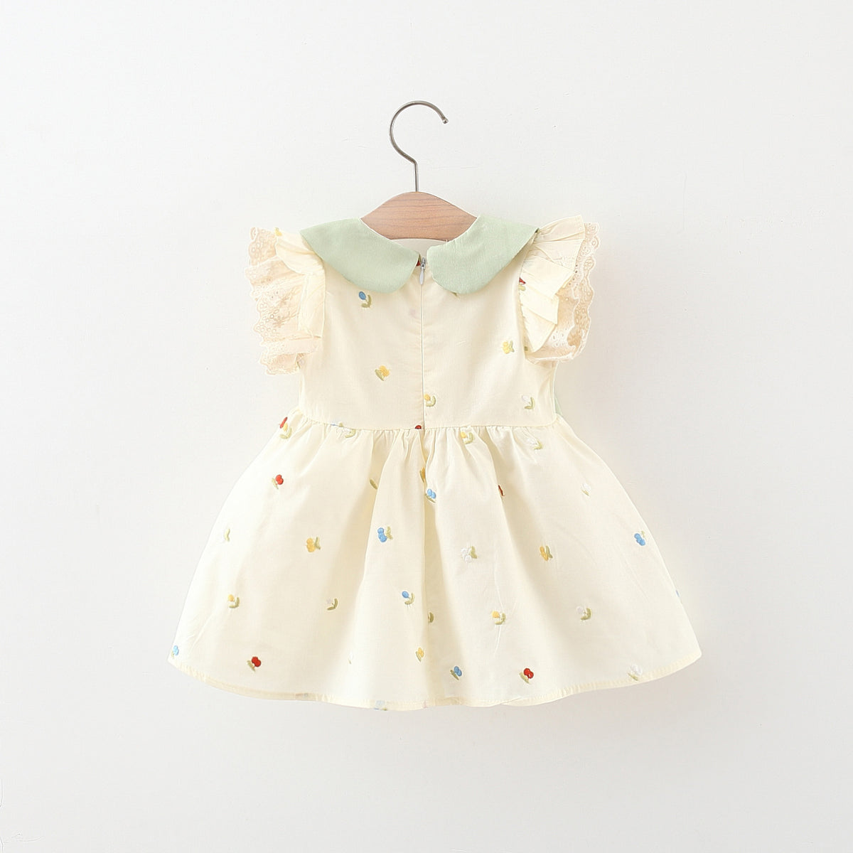 Cream Embroidered Tulip Collar Frock – TYM-WZX-009