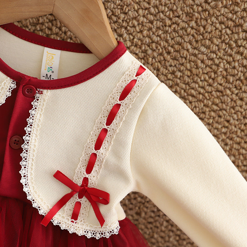 Red Ribbon Cardigan Tulle Frock – TYM-CXM-049