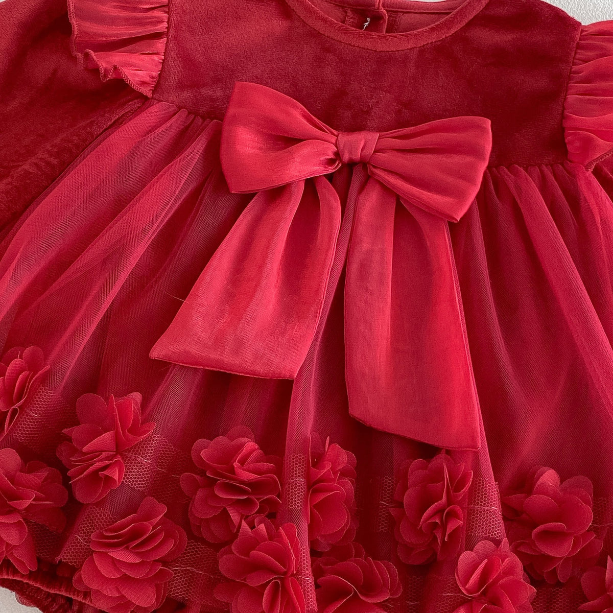 Red Rosette Bow Long Sleeve Romper – TYM-FCN-002