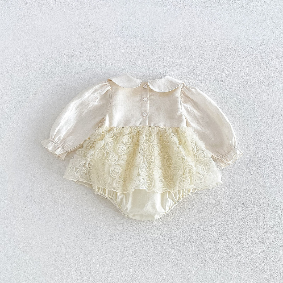 Cream Rosette Skirted Romper – TYM-FCN-016