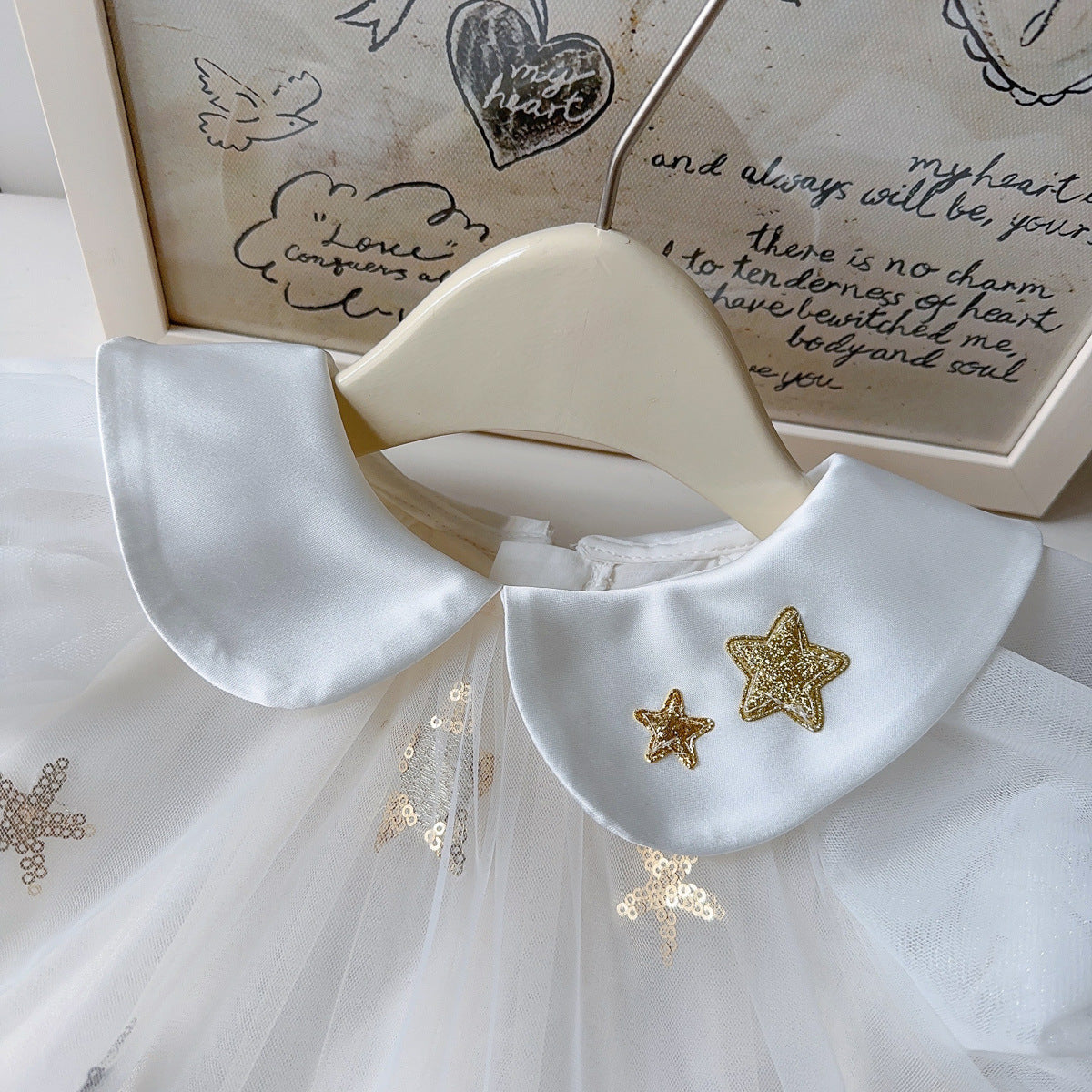 White Silver Star Tulle Ruffle Party Frock – TYM-YWL-040