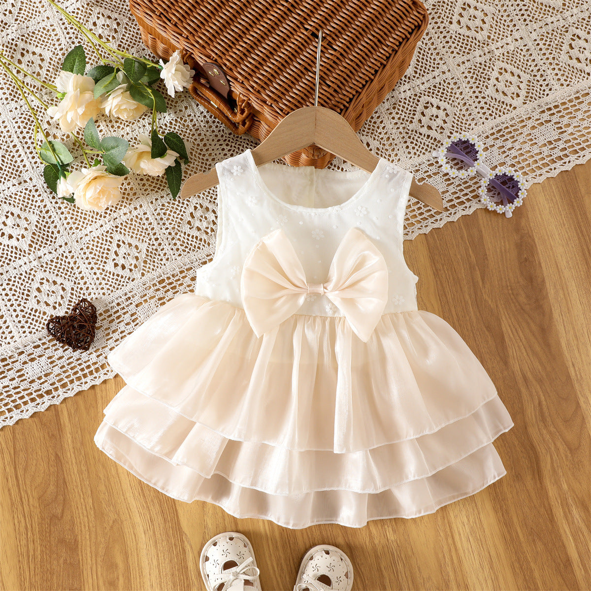 White Daisy Embroidered Tiered Frock – TYM-WZX-028