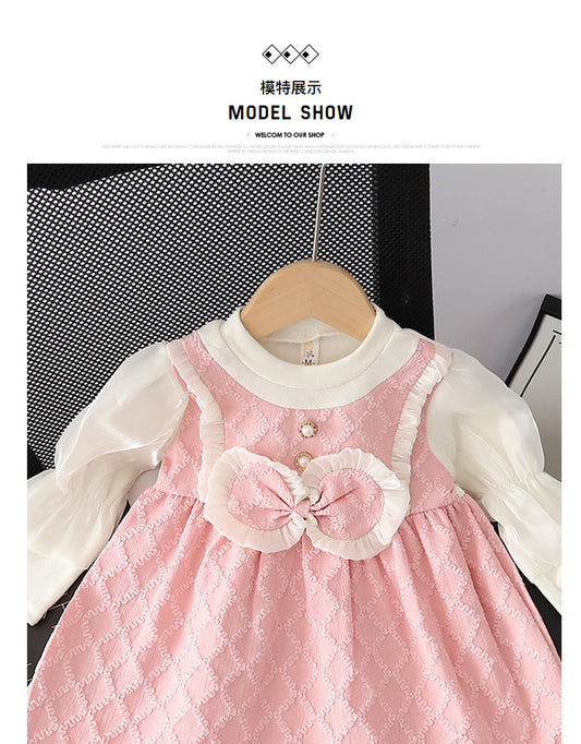Pink Quilted Bow Frock – TYM-CXM-062