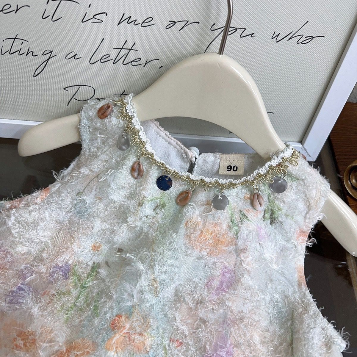 Mint Pastel Floral Textured Shell Trim Frock – TYM-YWL-061