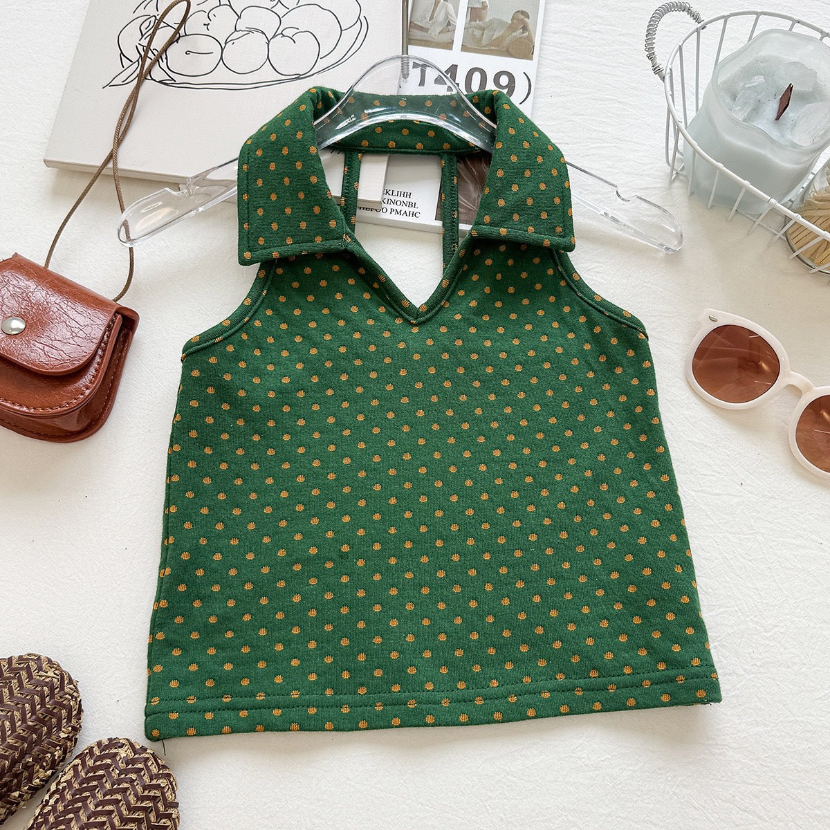Green Dot Halter Top and Mustard Mini Skirt Set – TYM-YWL-041