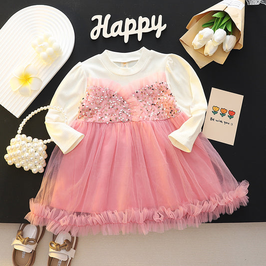 Pink Sequin Bodice Tulle Frock – TYM-CXM-082