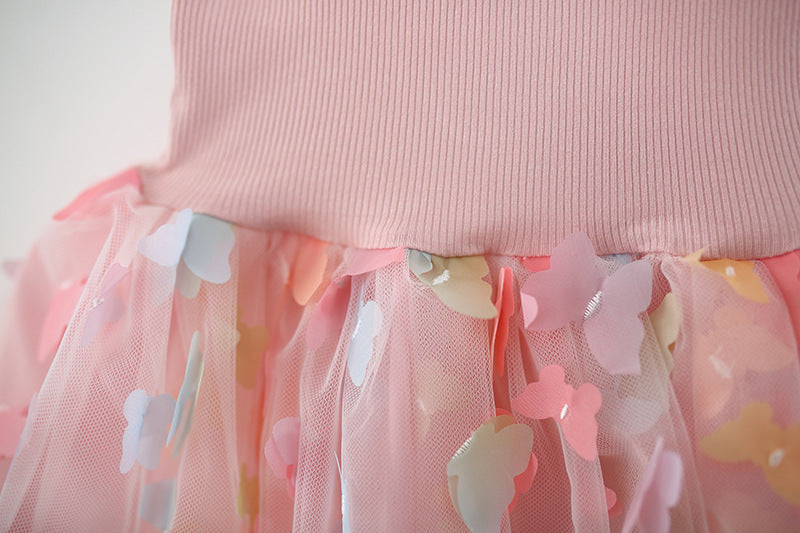 Pink 3D Butterfly Strap Frock – TYM-TZO-025