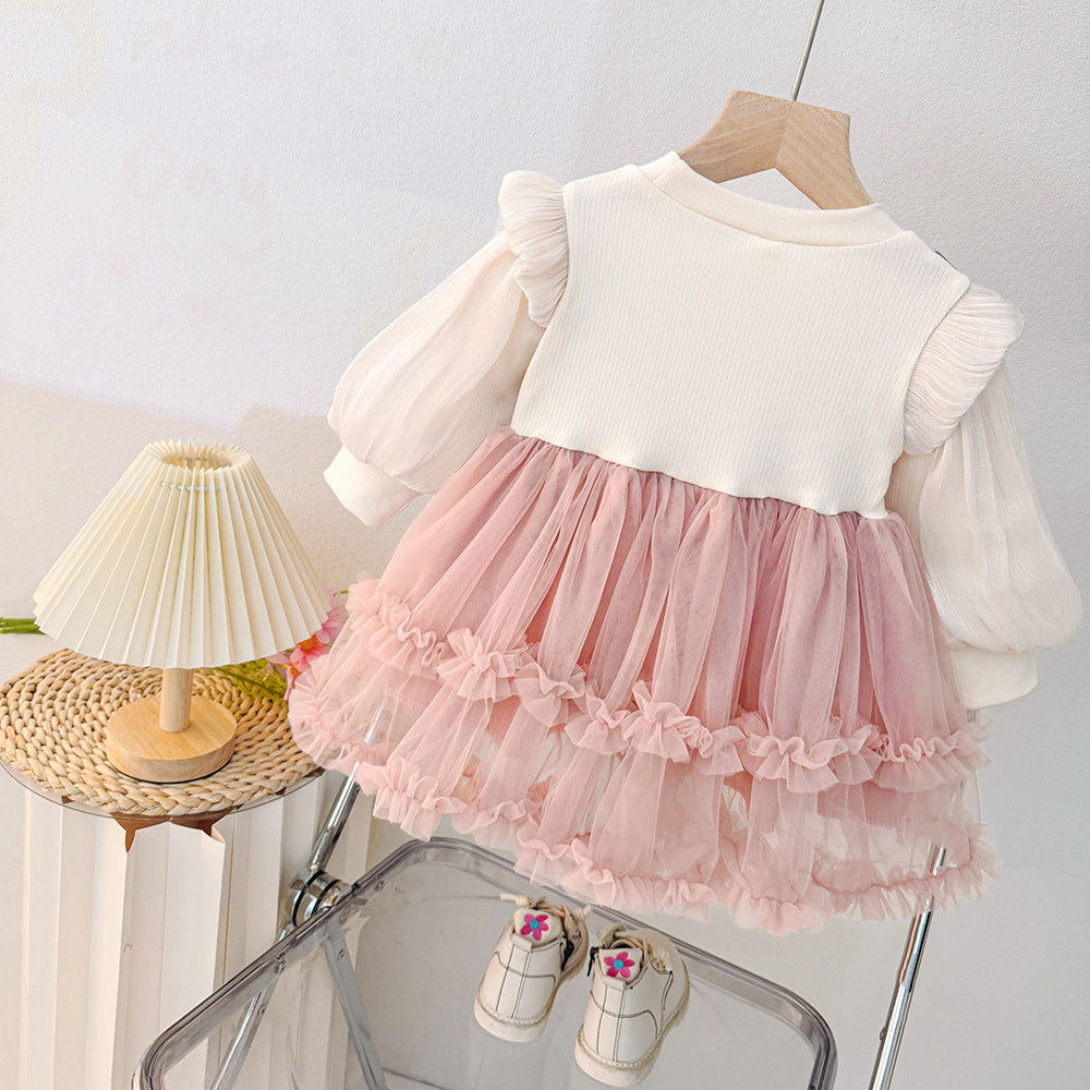 Pink Tulle Long Sleeve Frock – TYM-CXM-031