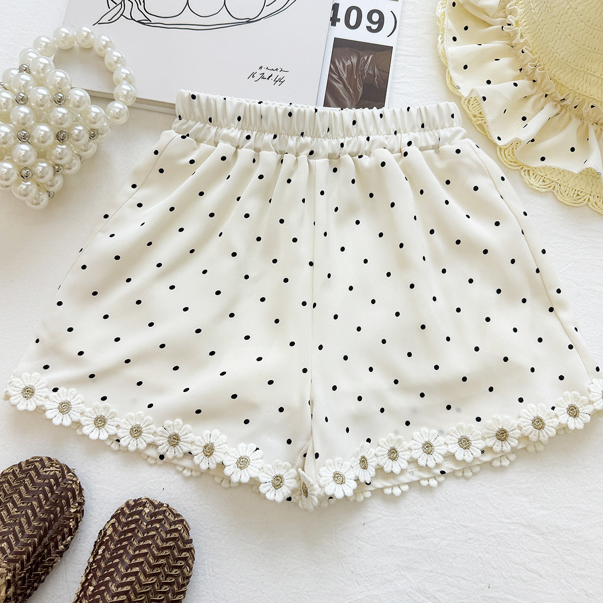 Cream Polka Dot Daisy Trim Lace Collar Top – TYM-YWL-048