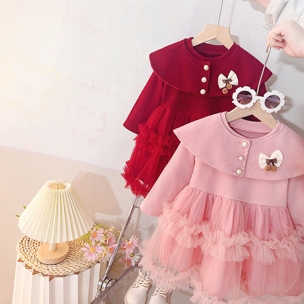 Pink Cape Collar Tulle Frock – TYM-CXM-036