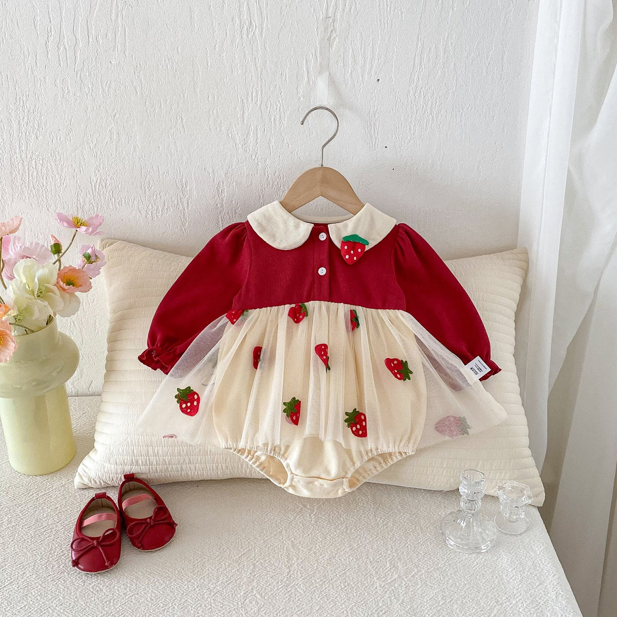 Red Strawberry Tulle Skirted Romper – TYM-FCN-020