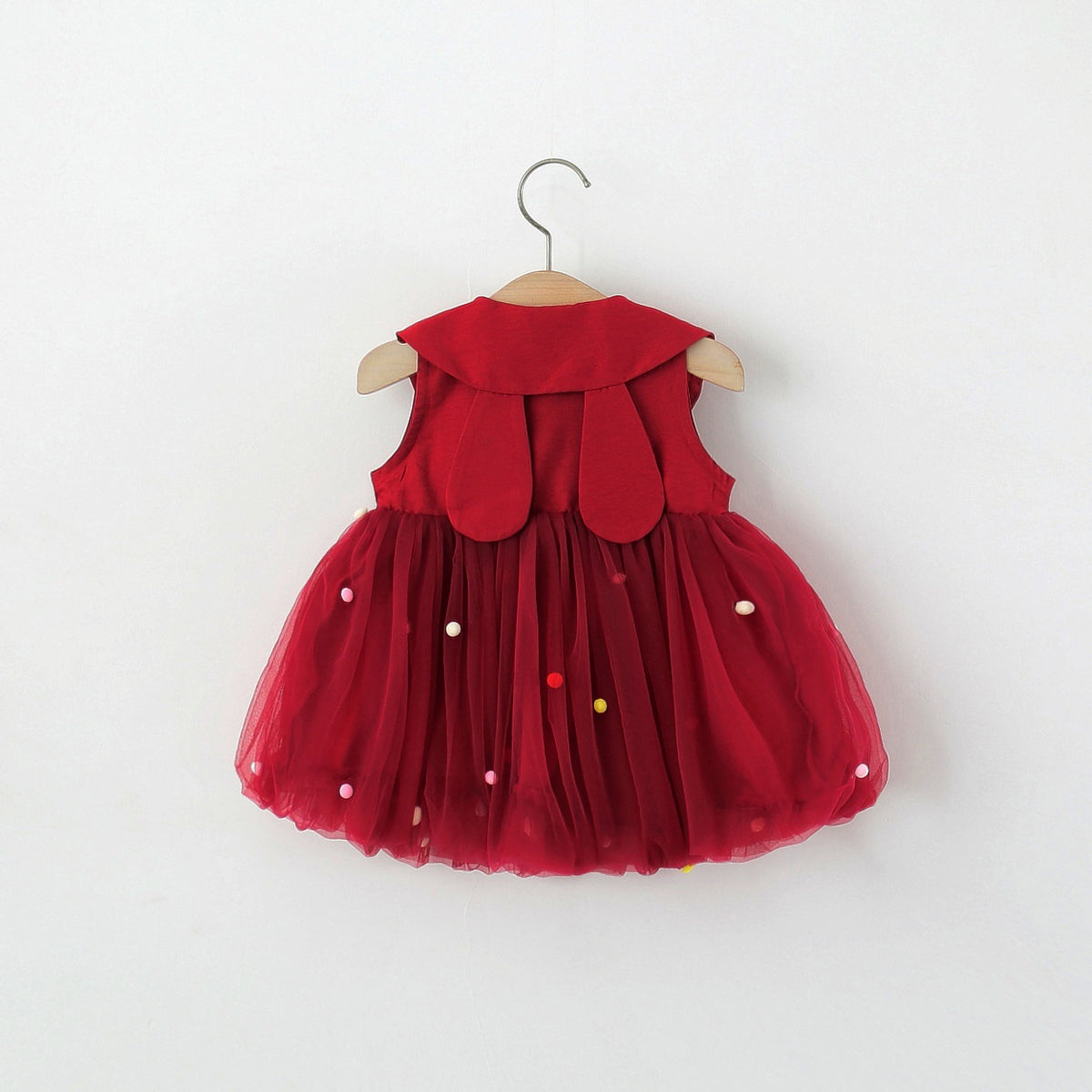 Red Bunny Ear Pom-Pom Tulle Frock – TYM-TZO-001