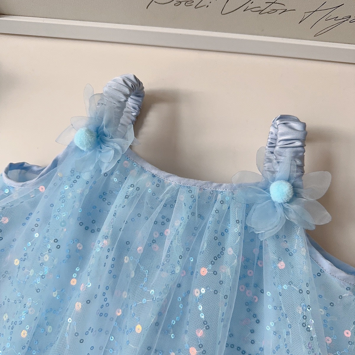Sky Blue Sequin Tulle Ruffle Hem Sundress – TYM-YWL-036