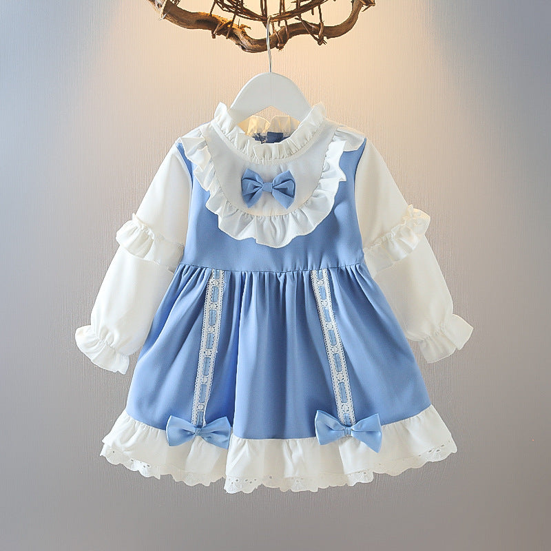Blue Lace Ruffle Bow Frock – TYM-CXM-071