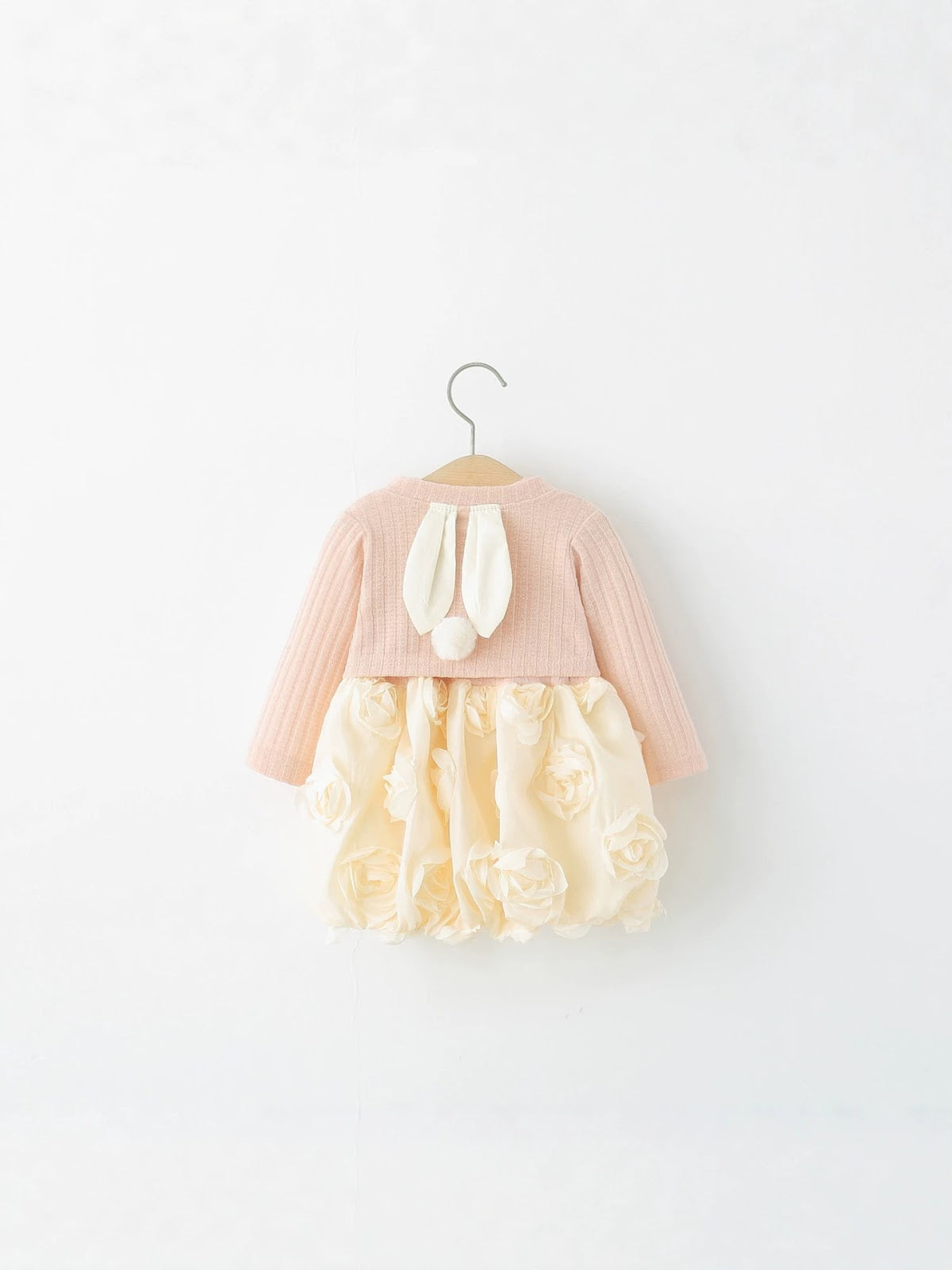 Peach Rosette Frock with Bow Cardigan Set – TYM-WZX-063