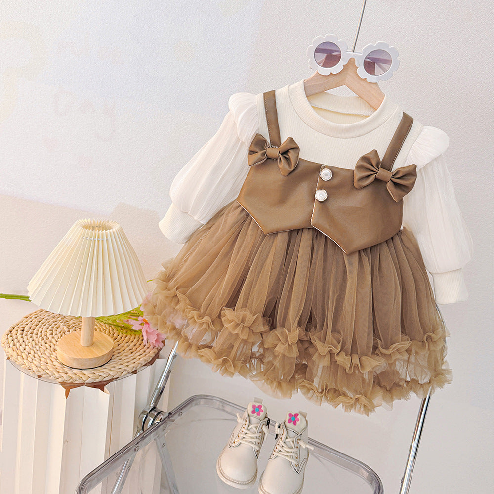 Brown Bow Vest Tulle Frock – TYM-CXM-031A