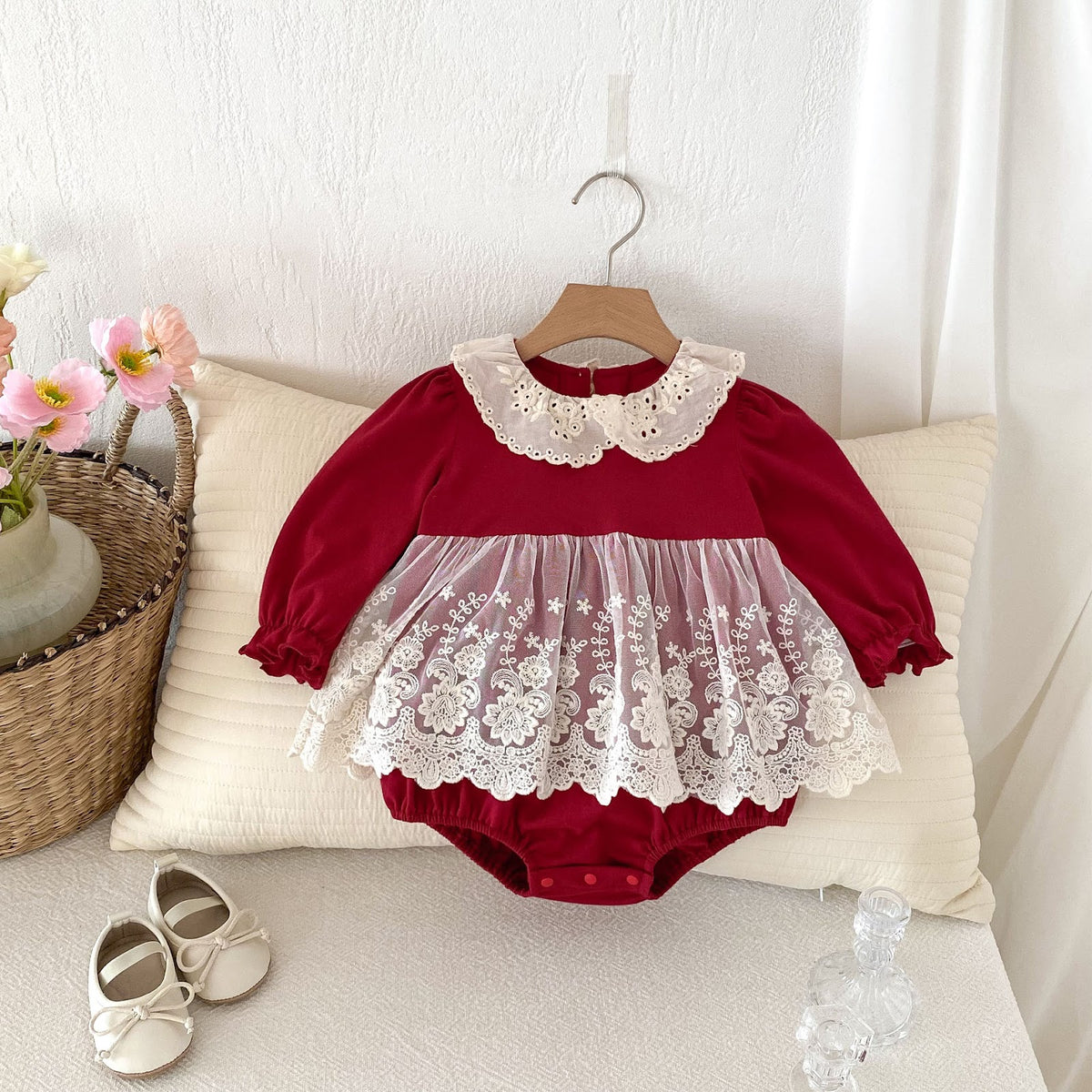 Red Lace Collar Skirted Romper – TYM-FCN-007