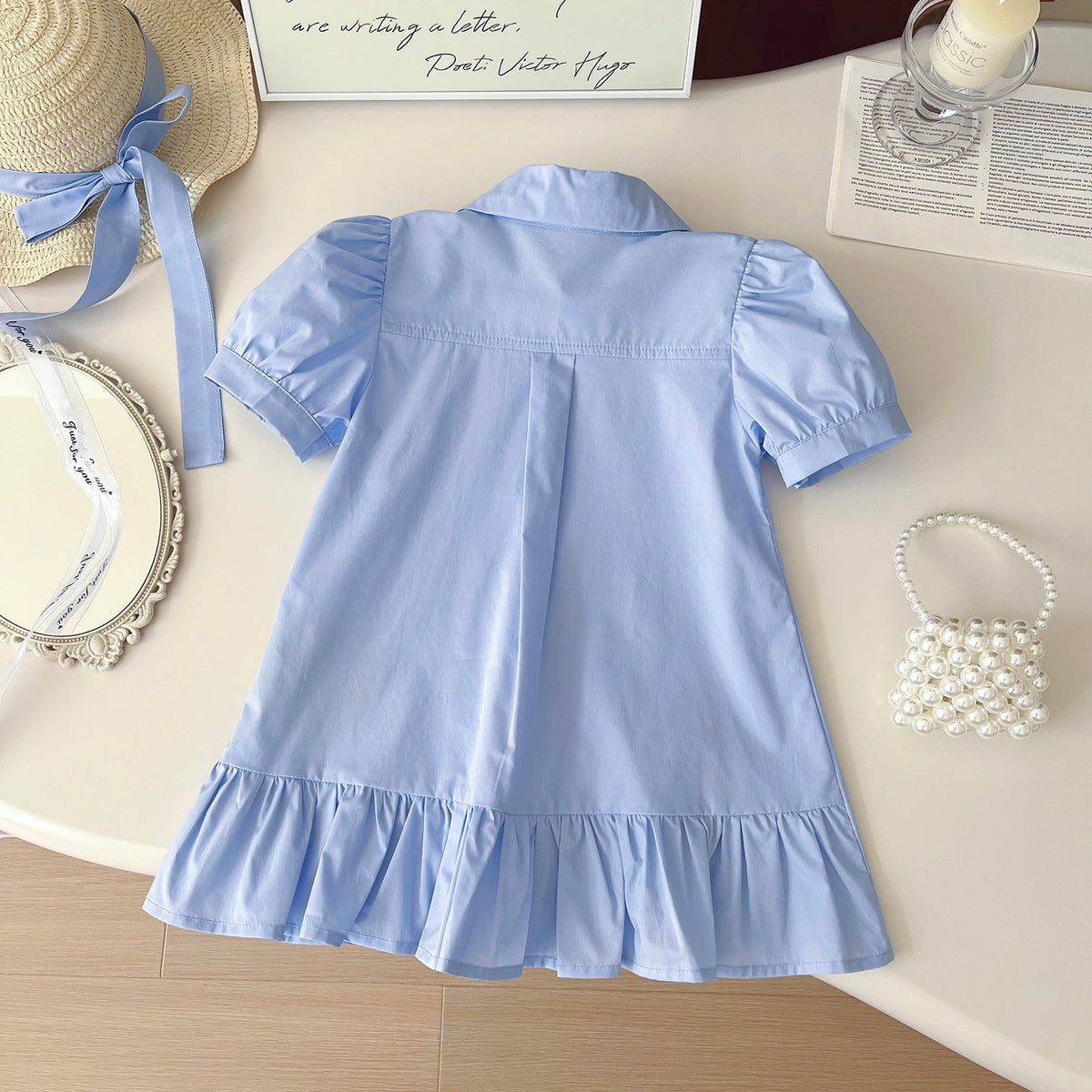 Light Blue Bunny Appliqué Shirt Dress – TYM-YWL-043