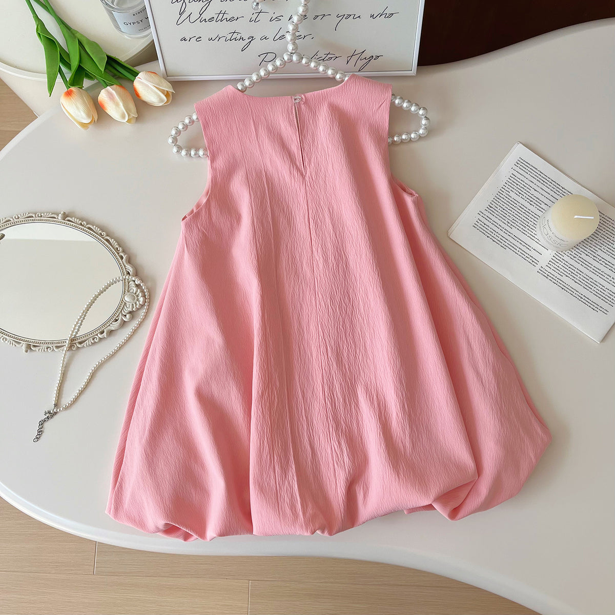Pink Sleeveless Bubble Hem Dress – TYM-YWL-008