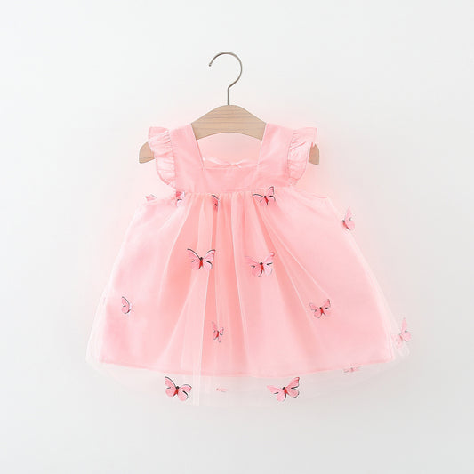 Pink Butterfly Net Flutter Frock – TYM-WZX-023