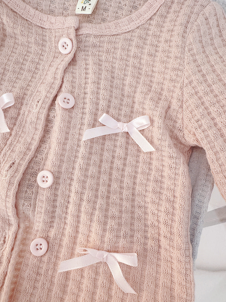 Pink Cardigan & Cream Ruffle Tulle Frock – TYM-CXM-055