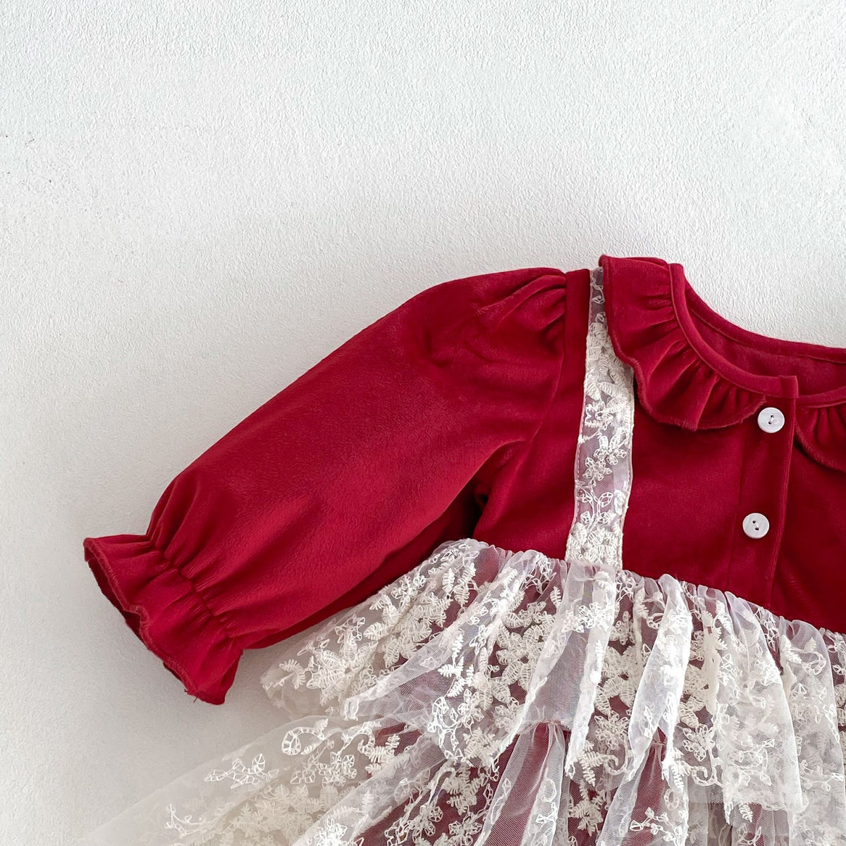 Red Velvet Lace Pinafore Romper – TYM-FCN-004