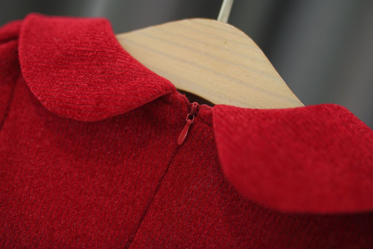 Red Rosette Long Sleeve Winter Frock – TYM-WZX-059