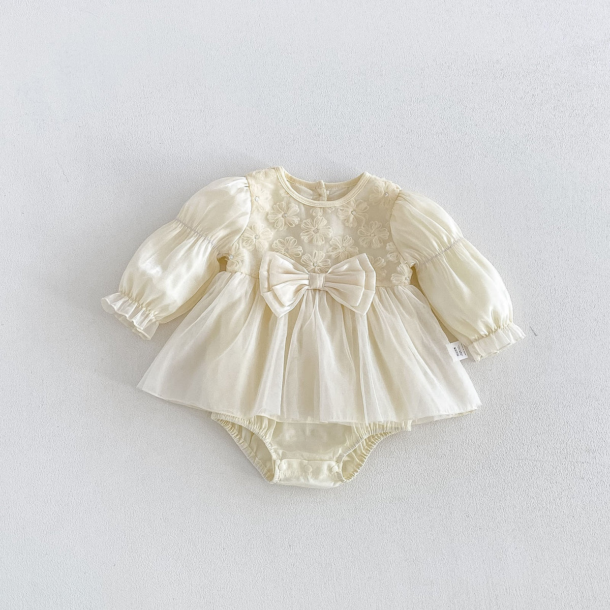 Apricot 3D Flower Bow Skirted Romper – TYM-FCN-012