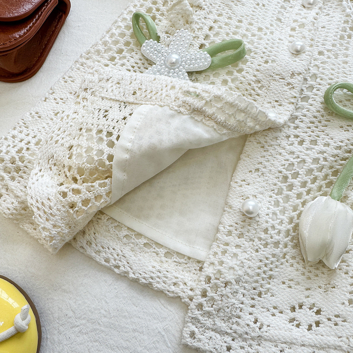 Cream Crochet Lace Tulip Charm Frock – TYM-YWL-051