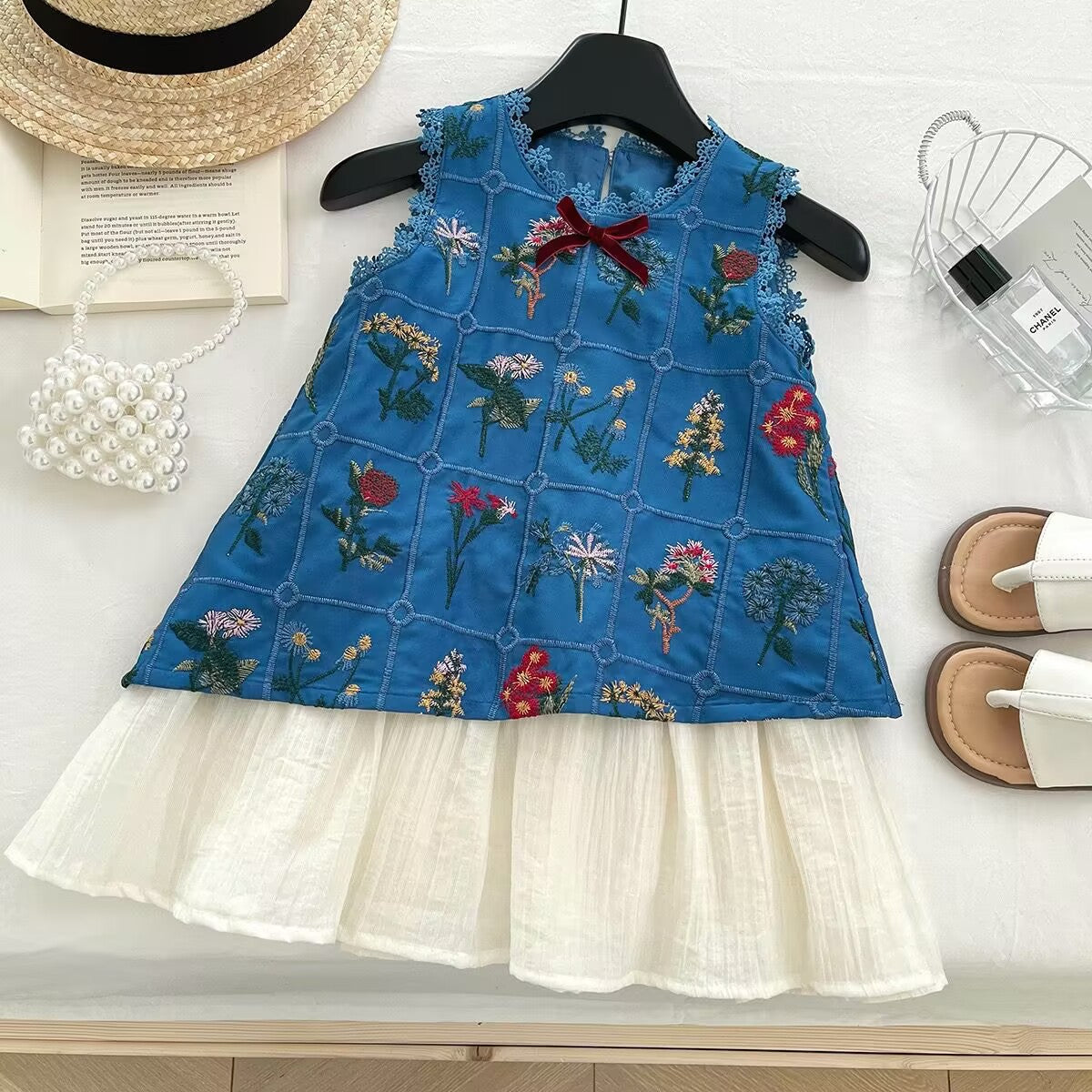 Blue Botanical Embroidered Layered Frock – TYM-YWL-039