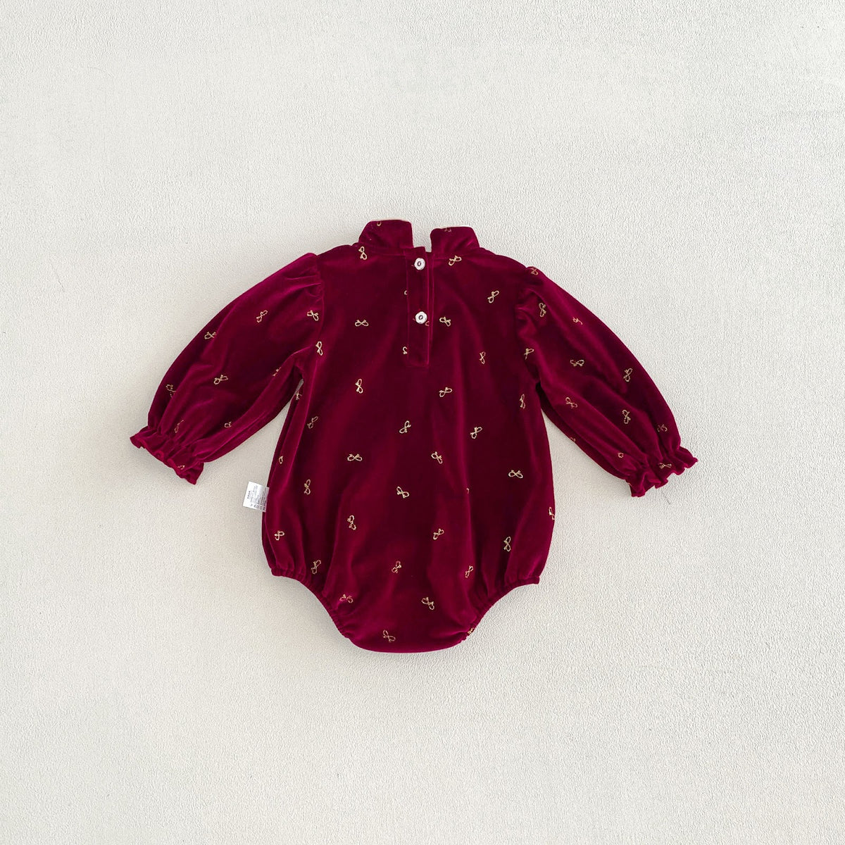Wine Red Velvet Mandarin Collar Bubble Romper – TYM-FCN-011