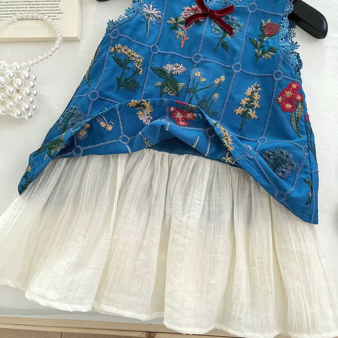 Blue Botanical Embroidered Layered Frock – TYM-YWL-039