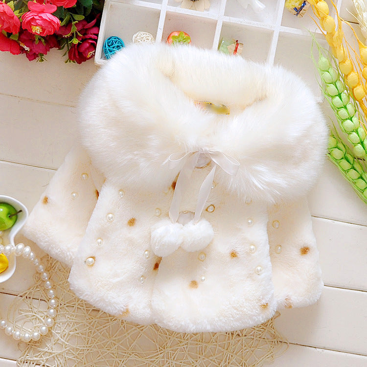 White Fluffy Pearl Cape Jacket – TYM-WZX-048
