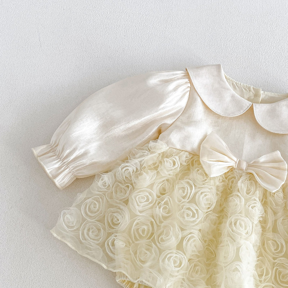 Cream Rosette Skirted Romper – TYM-FCN-016