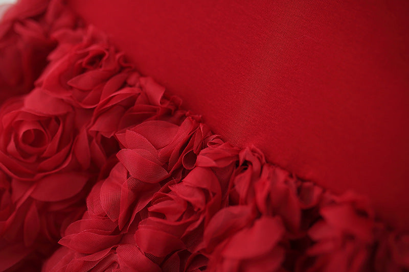Red Lace Collar Rosette Bow Frock – TYM-WZX-068