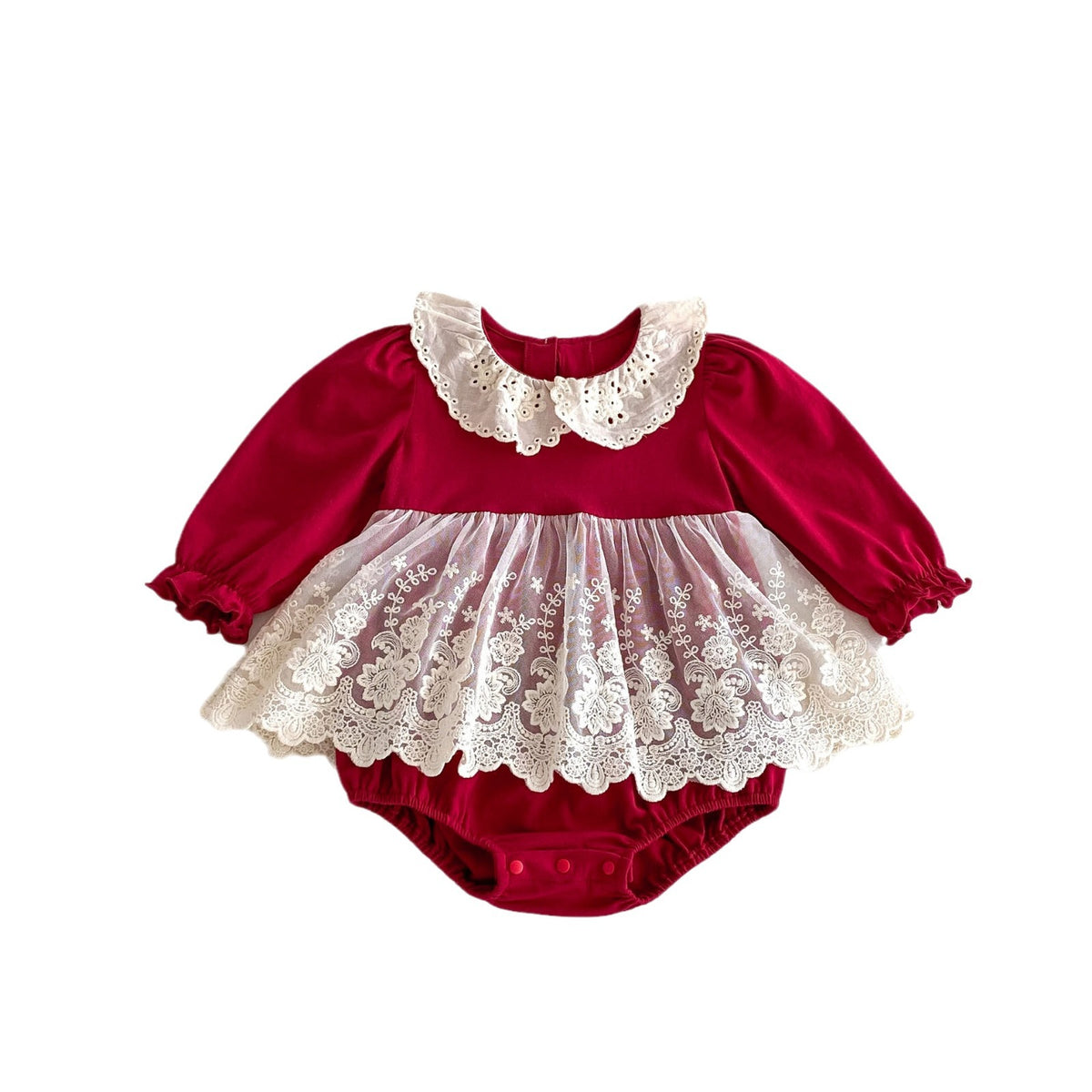 Red Lace Collar Skirted Romper – TYM-FCN-007