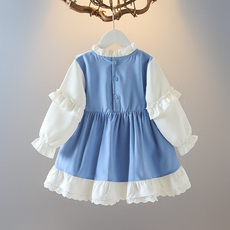 Blue Lace Ruffle Bow Frock – TYM-CXM-071