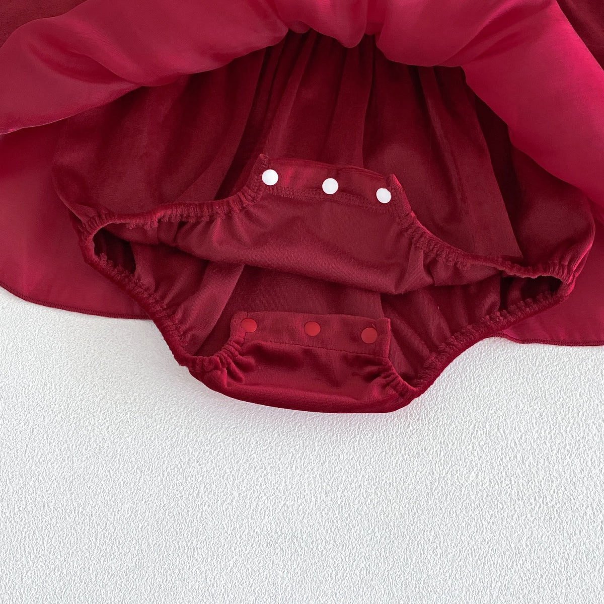 Wine Red Ruffle Bib Skirted Romper – TYM-FCN-008