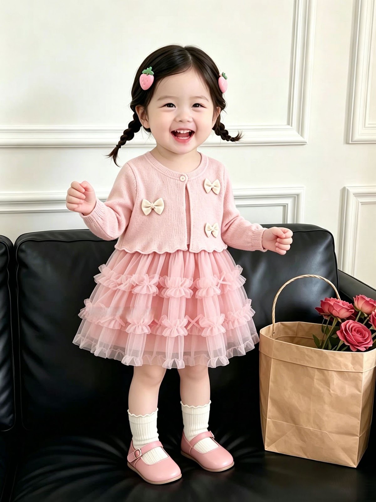 Pink Bow Cardigan Tulle Frock – TYM-CXM-037