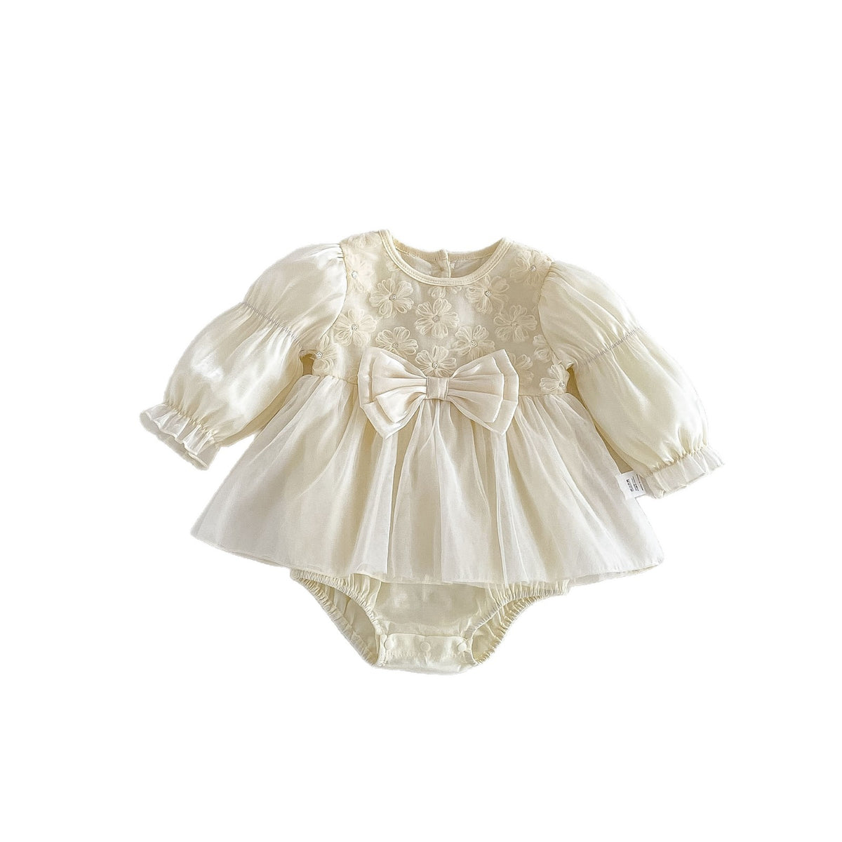 Apricot 3D Flower Bow Skirted Romper – TYM-FCN-012