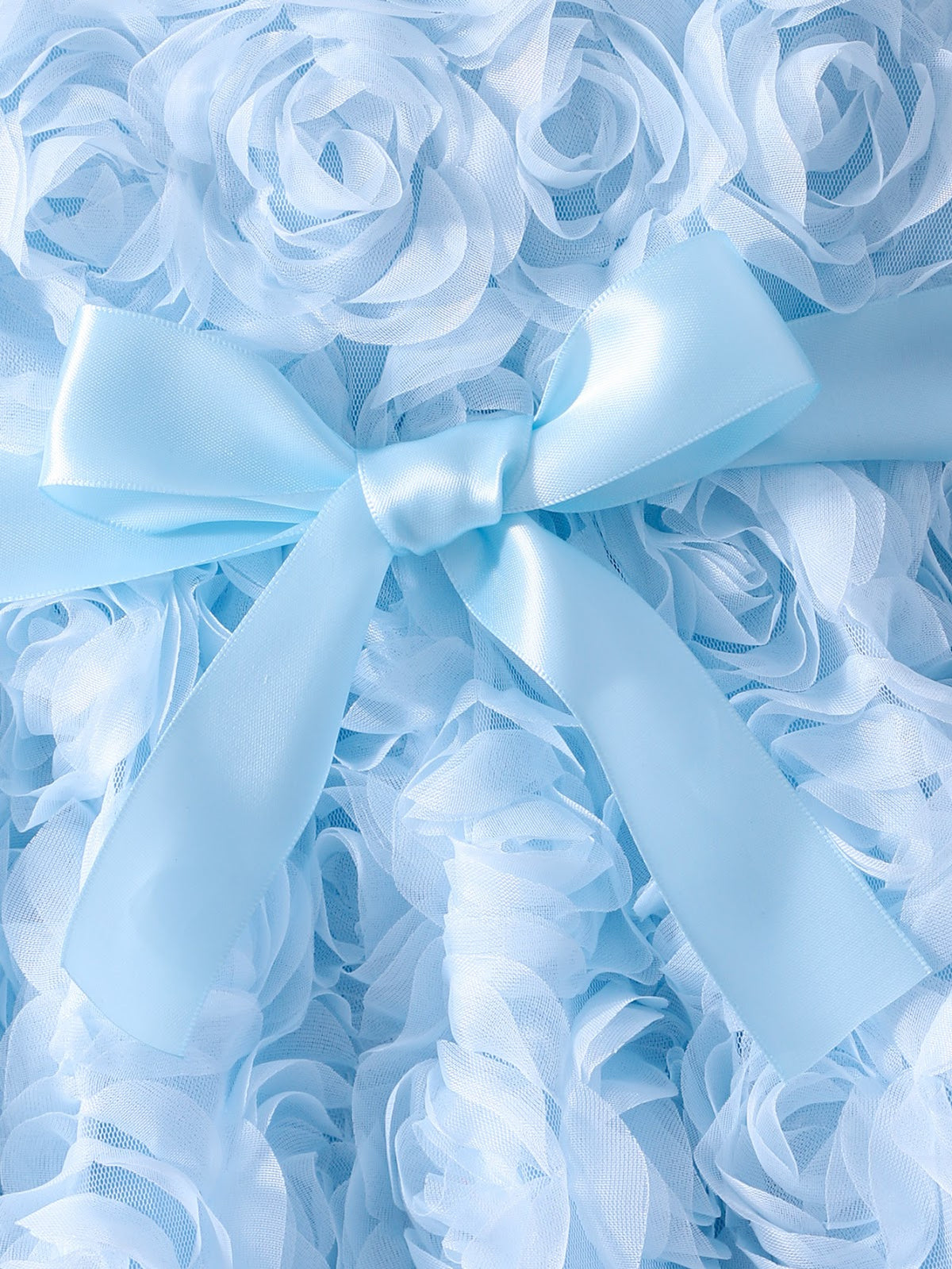 Sky Blue Rosette Puff Sleeve Party Frock – TYM-SZL-005