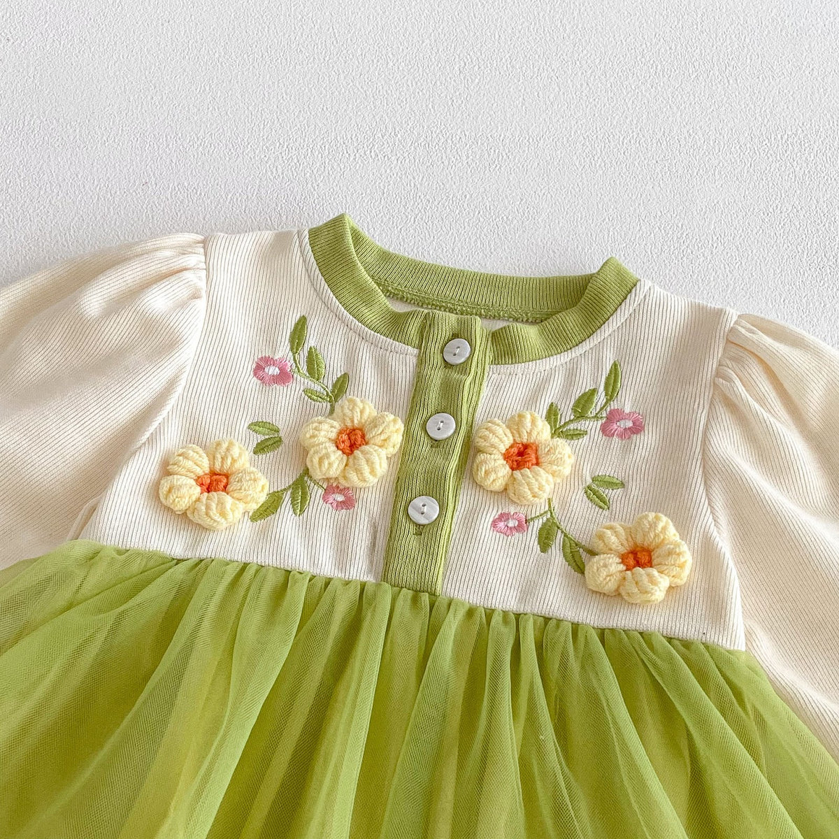 Green Flower Embroidered Tulle Romper – TYM-FCN-003