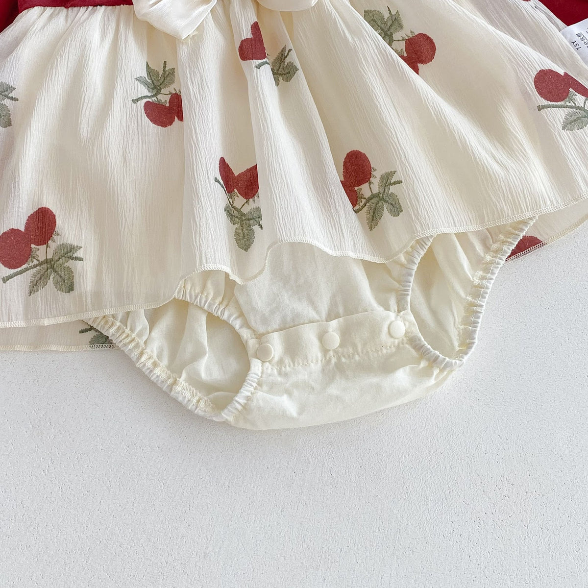 Red Cherry Print Bow Skirted Romper – TYM-FCN-015