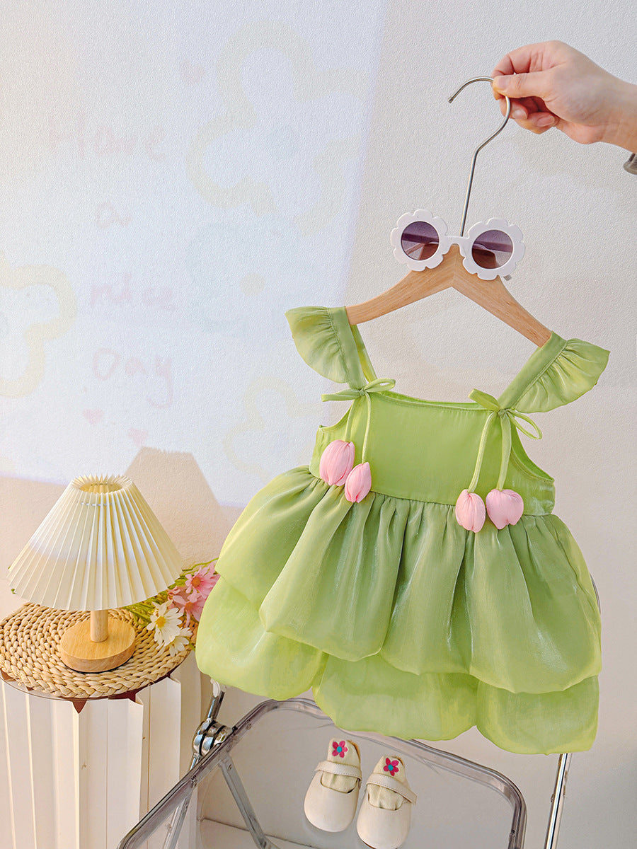 Lime Green Tulip Petal Frock – TYM-CXM-001