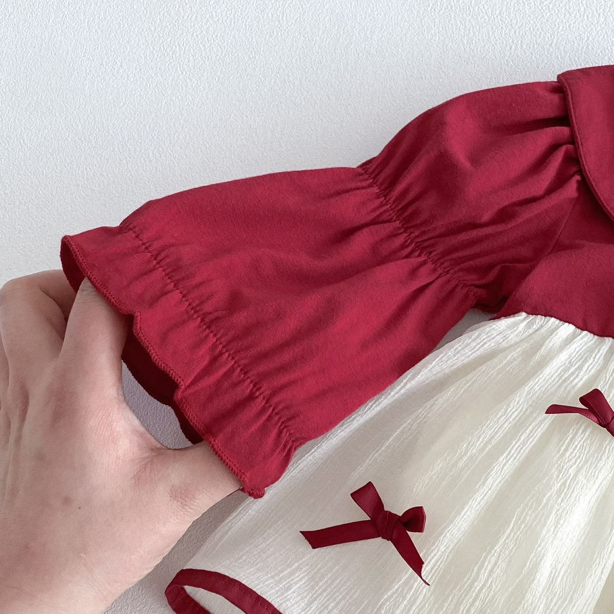 Red & Cream Bow Skirted Romper – TYM-FCN-005