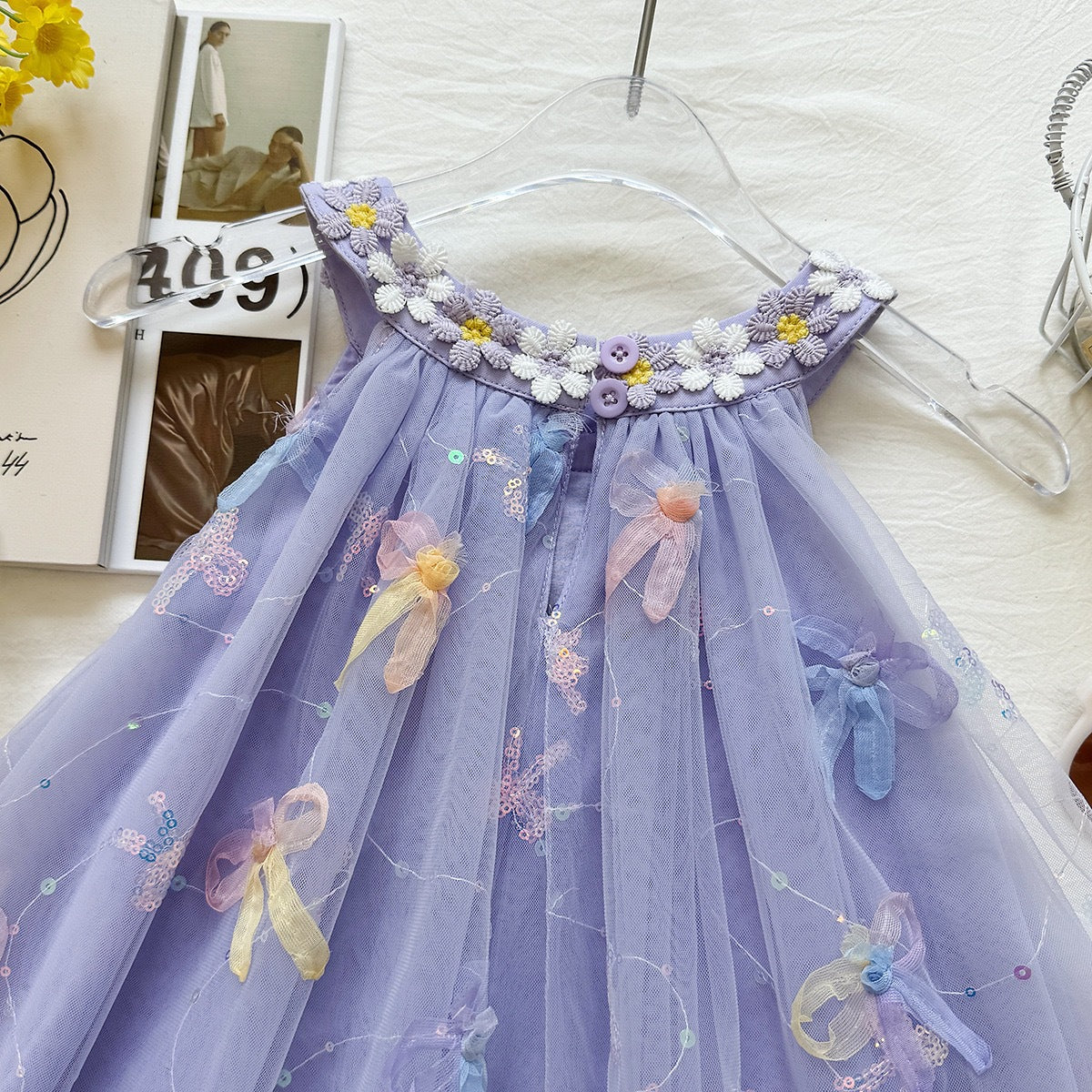 Lavender Daisy Collar Tulle Bow Frock – TYM-YWL-032