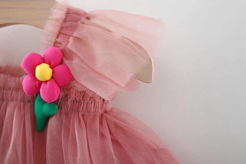 Dusty Rose Flower Patch Tulle Sundress – TYM-TZO-028