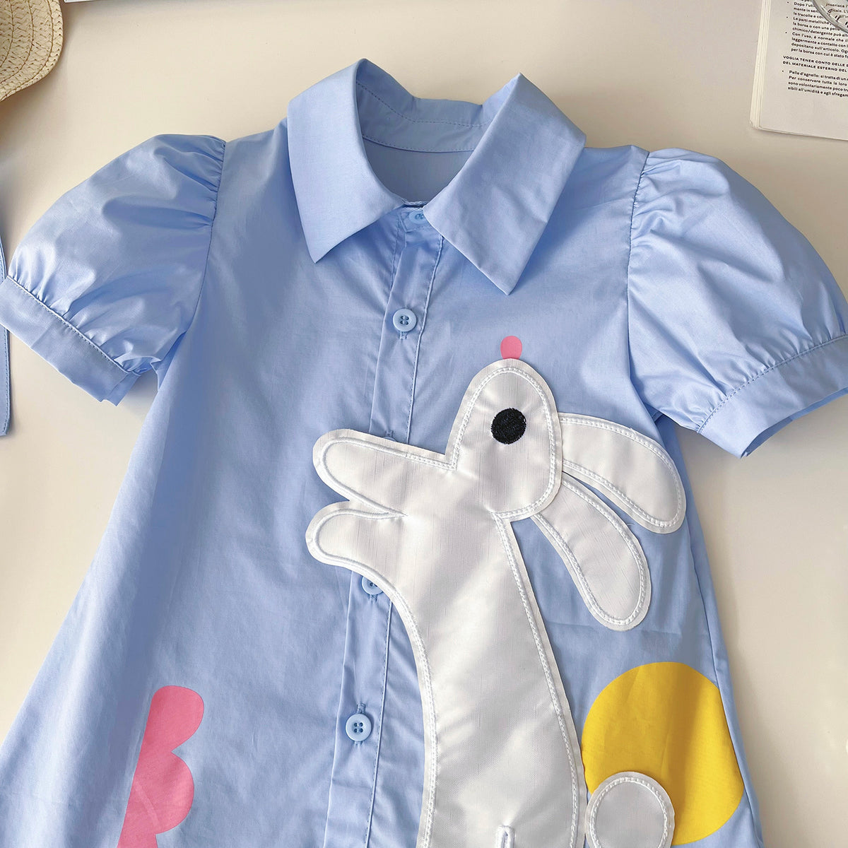 Light Blue Bunny Appliqué Shirt Dress – TYM-YWL-043